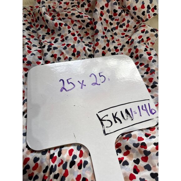 Heart Print 100% Silk Scarf 25" X 25" Square Vintage Handmade Lightweight - Picture 5 of 5